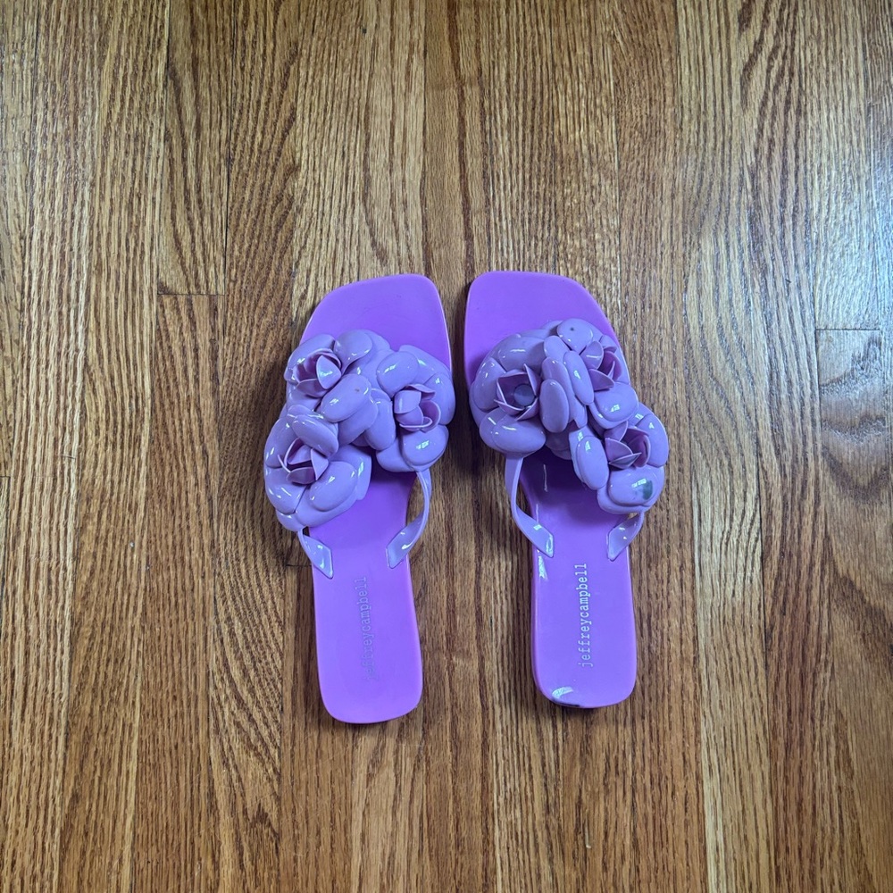 Jeffrey Campbell Purple Flower Slide Jelly Thong Sandals Size 8/ EU 38